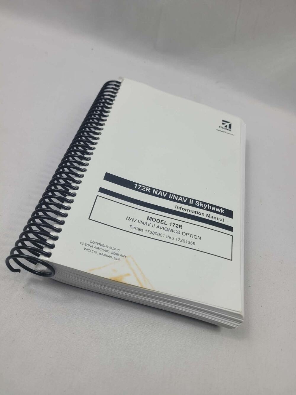 172R NAV I/Nav II Skyhawk Information Manual Book Cessna 2016 Print Model 172R